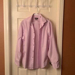 Calvin Klein Slim Fit Pink Long Sleeve Button Down Shirt Dress casualSize 17 1/2